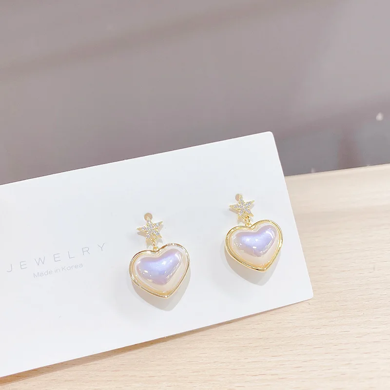 Korean Trendy Pearl Love-Shape Drop Earrings For Women Girls Zircon Star Party Temperament Wedding Fashion Jewelry Gifts 
Korean Trendy Pearl Love-Shape Drop Earrings For Women Girls Zircon Star Party Temperament Wedding Fashion Jewelry Gifts