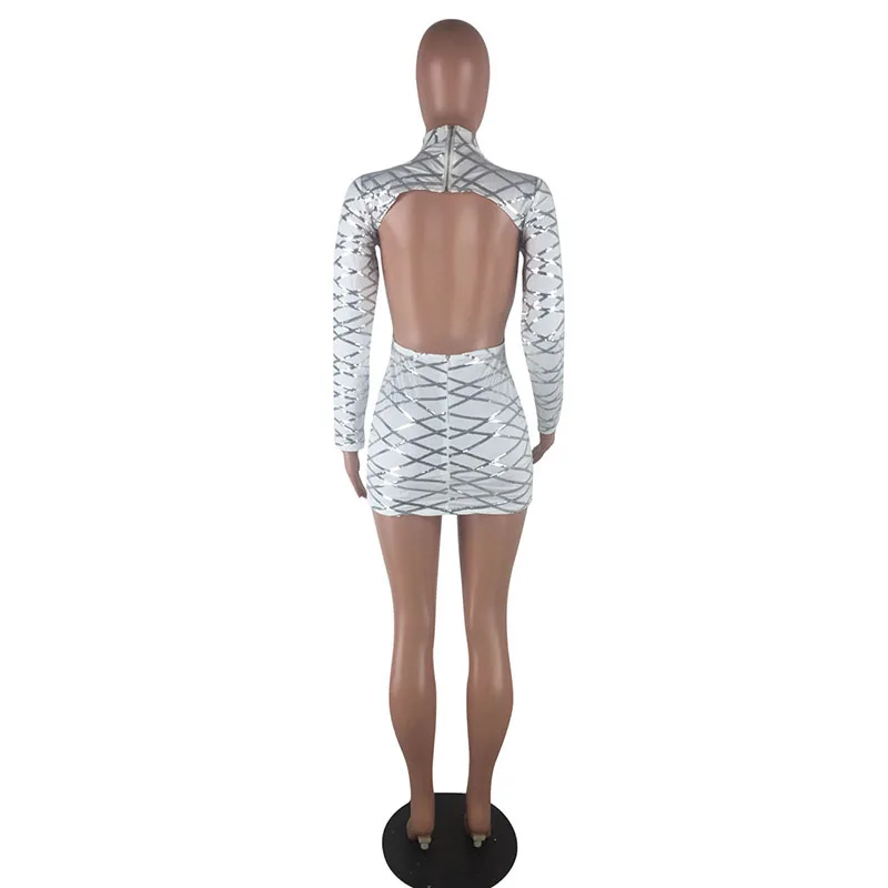 Autumn Nightclub Dress Women's European and American Sexy Sequined Long Sleeve Backless Dress for Women
Autumn Nightclub Dress Women's European and American Sexy Sequined Long Sleeve Backless Dress for Women