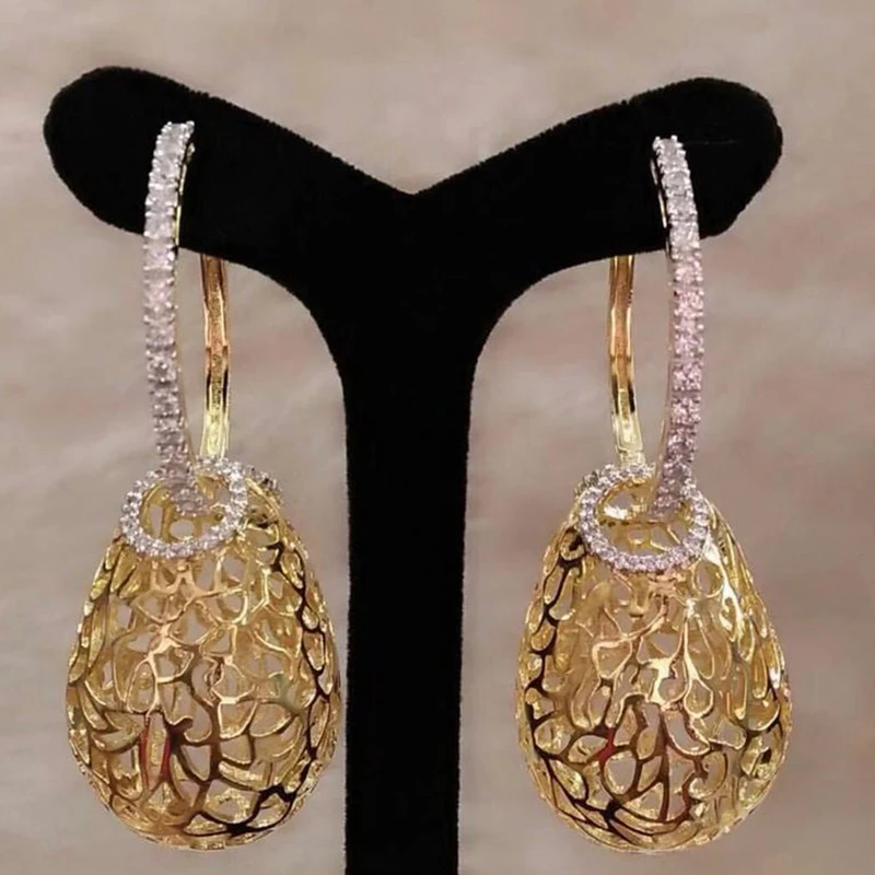 GODKI Luxury Hollow Drops Dangle Earrings Trendy Cubic Zircon Wedding Engagement Party Indian gold earrings for women 2019
GODKI Luxury Hollow Drops Dangle Earrings Trendy Cubic Zircon Wedding Engagement Party Indian gold earrings for women 2019
