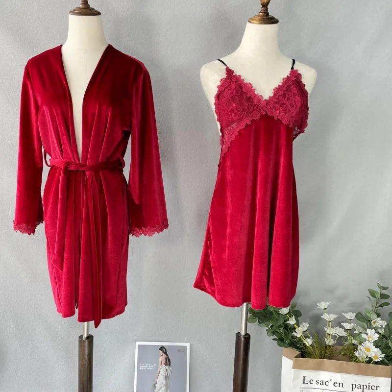 Sexy Women Robe With Nightgown Set Velvet Casual 2PCS Kimono Bathrobe Gown V-Neck Sleepwear Autumn Home Clothes Soft Lingerie
Sexy Women Robe With Nightgown Set Velvet Casual 2PCS Kimono Bathrobe Gown V-Neck Sleepwear Autumn Home Clothes Soft Lingerie
