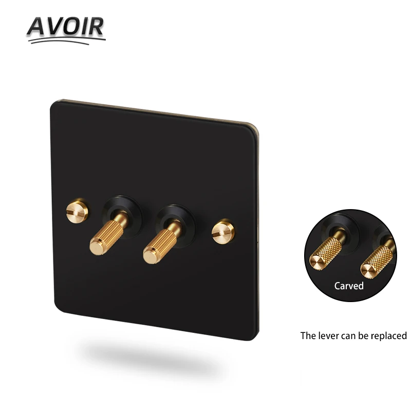 

Avoir Switch Black Knurled 110-250V Electrical Sockets Light Switch Toggle Switches USB Outlets Stainless Steel Wall Plugs