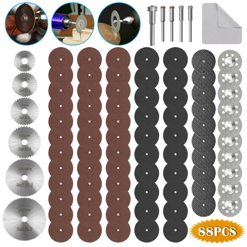 88Pcs Diamond Cutting Wheels Resin Cutting Discs Rotary Tool Circular Saw Blades Die Grinder Metal Cut Off Disc
88Pcs Diamond Cutting Wheels Resin Cutting Discs Rotary Tool Circular Saw Blades Die Grinder Metal Cut Off Disc
