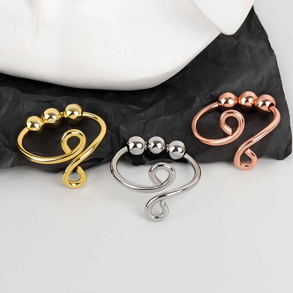 Adjustable Open Ring Spinner Single Coil Spiral Fidget Ring Beads Rotate Freely Anti Stress Anxiety Toy For Girl Women
Adjustable Open Ring Spinner Single Coil Spiral Fidget Ring Beads Rotate Freely Anti Stress Anxiety Toy For Girl Women