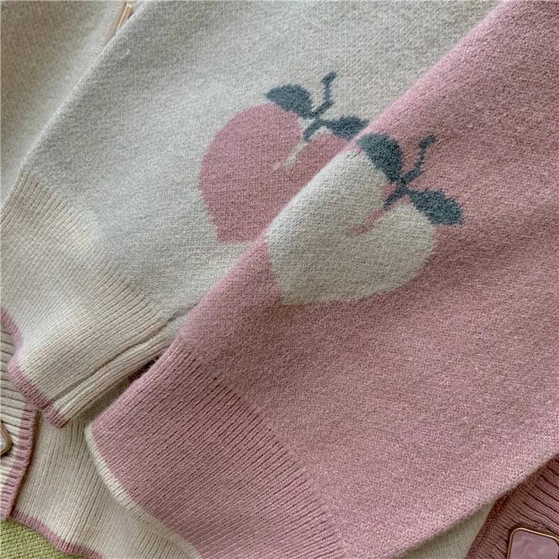 Kawaii Peach pattern Cardigans Women Autumn Winter Korean Long Sleeve pink Sweater Female loose knitwear cardigan sueter mujer 
Kawaii Peach pattern Cardigans Women Autumn Winter Korean Long Sleeve pink Sweater Female loose knitwear cardigan sueter mujer