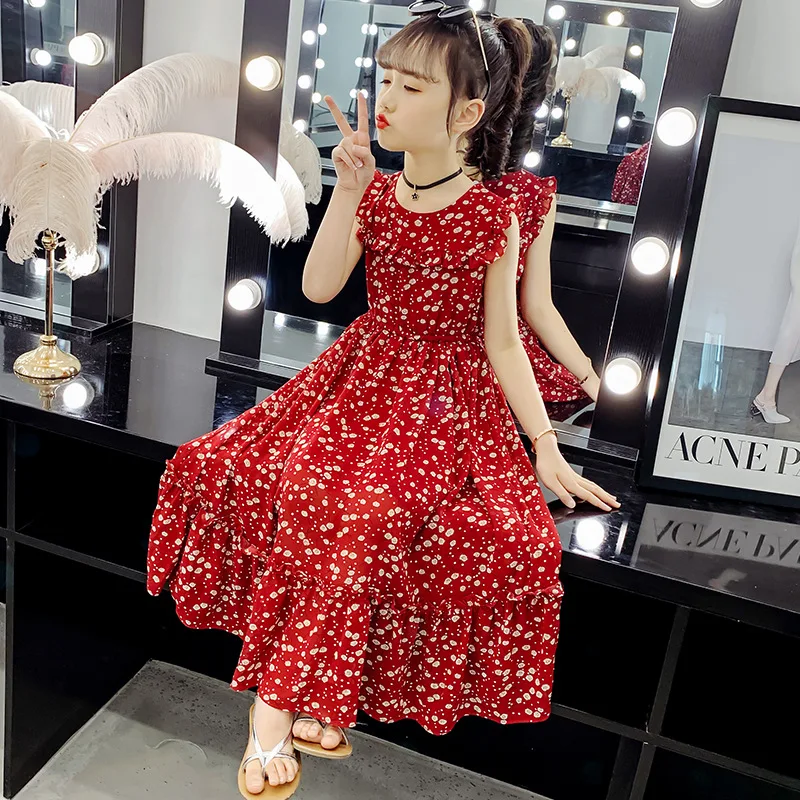 Girls Summer Dress Fashion Floral Print Beach Dress For Girls Sleeveless O Neck Dress Kids Teenage Girls Clothes 4 6 8 10 12 Y
Girls Summer Dress Fashion Floral Print Beach Dress For Girls Sleeveless O Neck Dress Kids Teenage Girls Clothes 4 6 8 10 12 Y