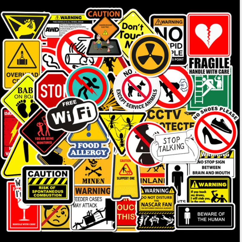 50 pcs Waterproof warning signs Graffiti Waterproof Skateboard Travel Suitcase Phone Laptop Luggage Stickers Cute Kids Girl
50 pcs Waterproof warning signs Graffiti Waterproof Skateboard Travel Suitcase Phone Laptop Luggage Stickers Cute Kids Girl