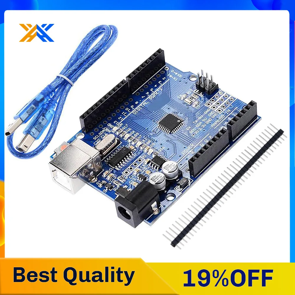 Макетная плата ATmega328P CH340 CH340G для Arduino UNO R3 SMD, с USB-кабелем и прямым контактным разъемом, 1 шт.
Макетная плата ATmega328P CH340 CH340G для Arduino UNO R3 SMD, с USB-кабелем и прямым контактным разъемом, 1 шт.