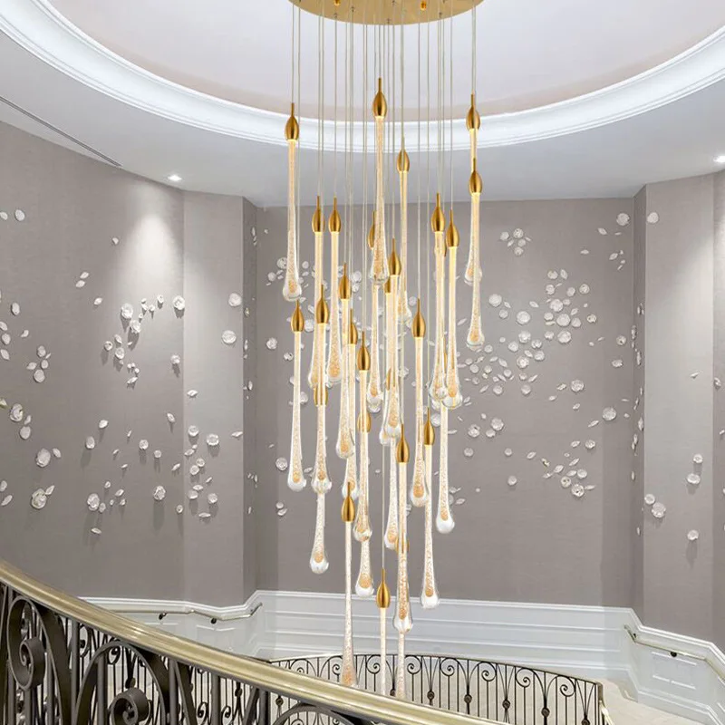 Modern LED Luxury Crystal Glass Chandelier Water Drop Gold Villa Decorate Hanging Lightings Staircase Lobby Hotel Hallway Lamps
Modern LED Luxury Crystal Glass Chandelier Water Drop Gold Villa Decorate Hanging Lightings Staircase Lobby Hotel Hallway Lamps