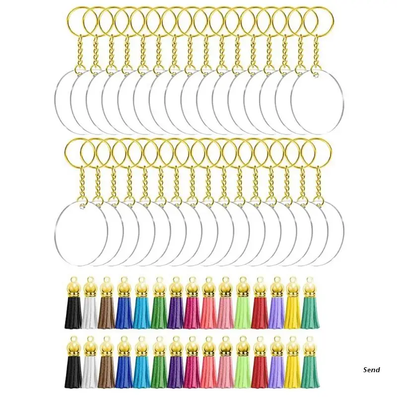 Keychains Set Including 30 Round Acrylic Blanks 30 Leather Tassels 30 Key Chain Rings with Chains and 30 Open Jump Rings
Keychains Set Including 30 Round Acrylic Blanks 30 Leather Tassels 30 Key Chain Rings with Chains and 30 Open Jump Rings