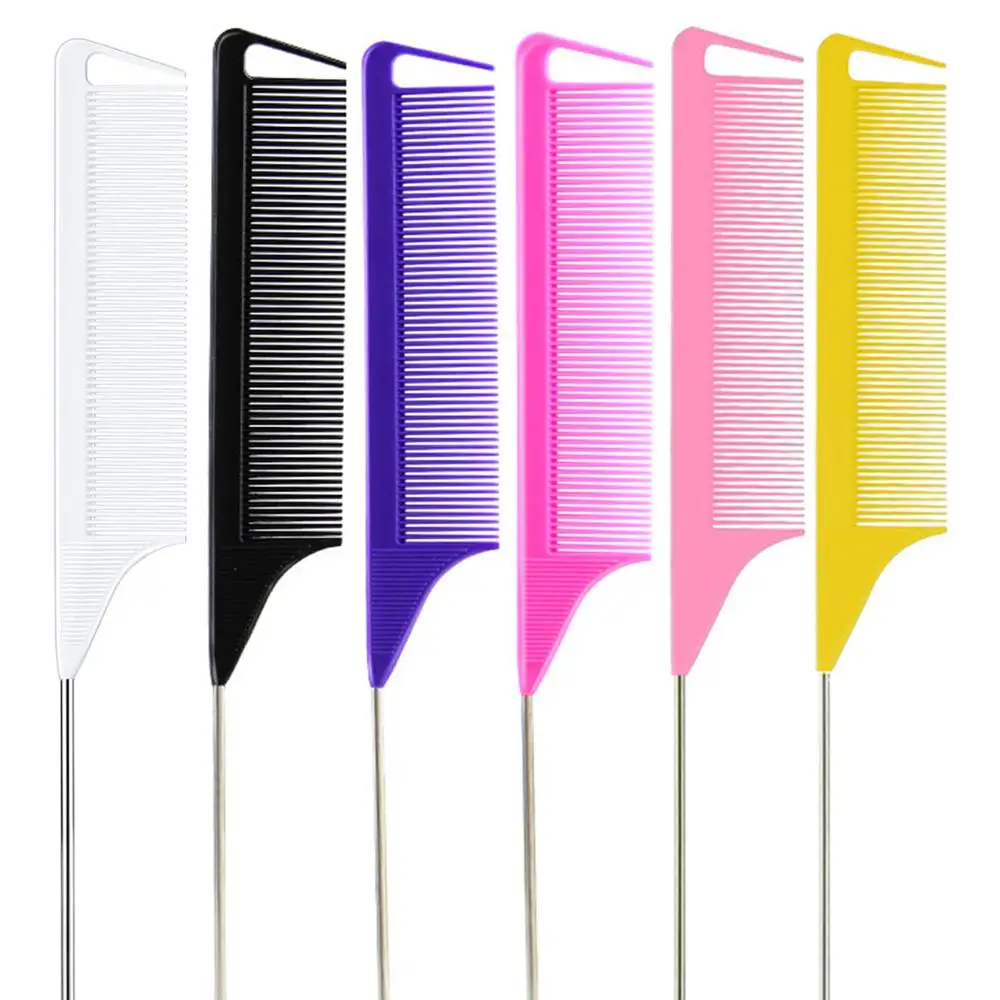 

New Combs Hair Salon Dye Comb Separate Parting For Hair Styling Hairdressing Antistatic Comb Metal Pin Hair Style Rat Tail Comb