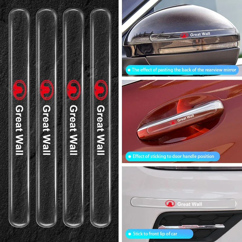 

4pcs Car Door Handle Anti-Collision Sticker For Great Wall Hover H3 H5 M4 Poer Pao Voleex C30 Wingle 5 Florid Car Accessories