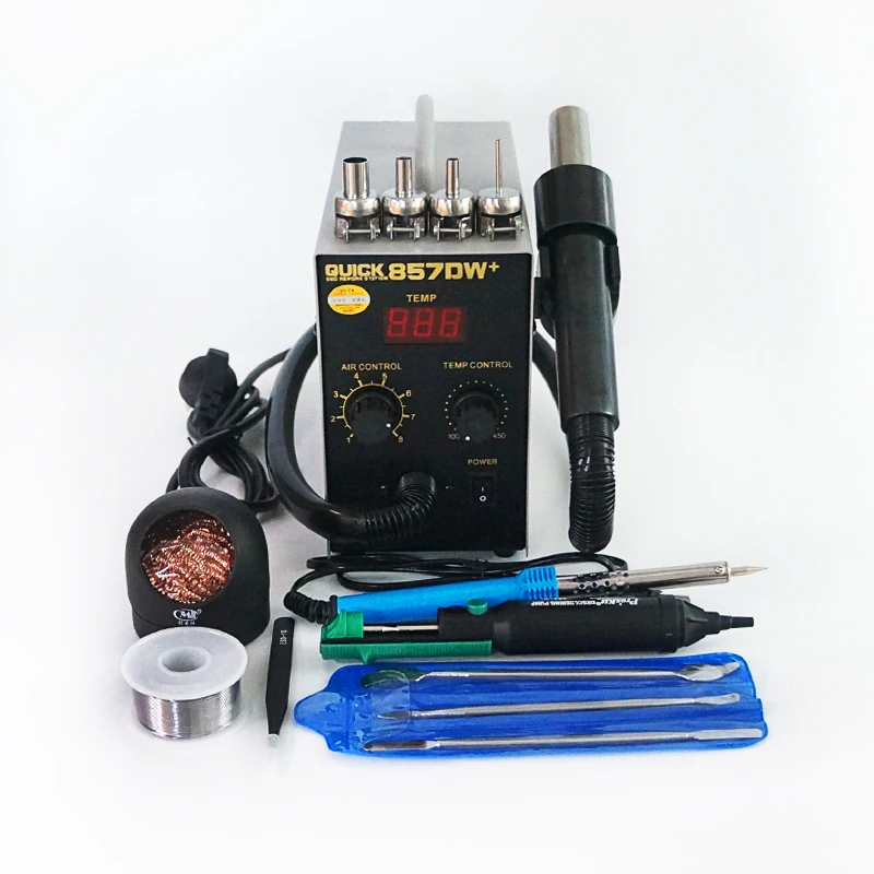 QUICK-857DW + паяльная станция SMD, Электрический паяльник 40 Вт с 0,6 мм припоем, демонтажный насос, ESD пинцет, открывающие инструменты
QUICK-857DW + паяльная станция SMD, Электрический паяльник 40 Вт с 0,6 мм припоем, демонтажный насос, ESD пинцет, открывающие инструменты