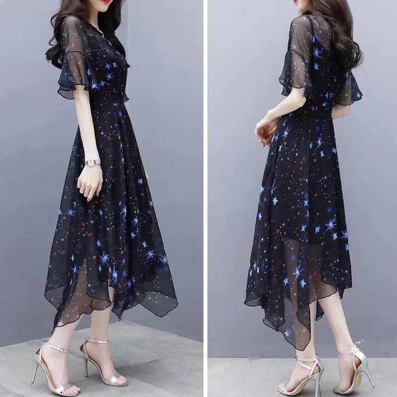 【 HOT Sale 】Women Elegant Summer Mandarin Sleeve Irregular Printed Chiffon Dress
【 HOT Sale 】Women Elegant Summer Mandarin Sleeve Irregular Printed Chiffon Dress