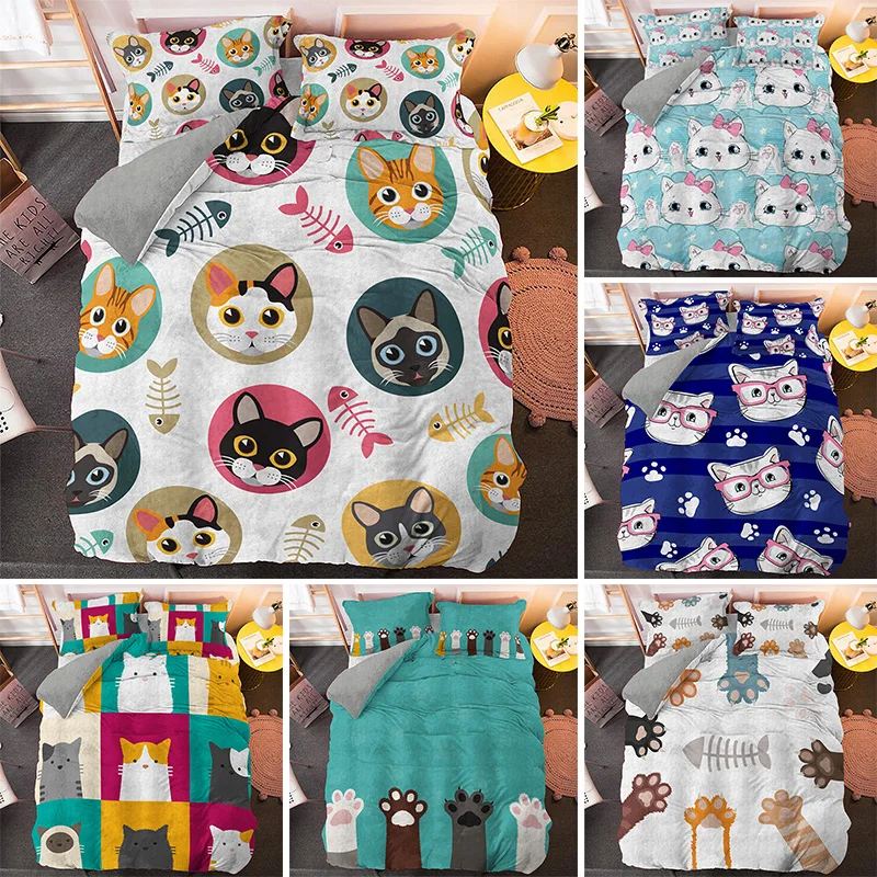 Cute Animals Cats Luxury Bedding Sets Cartoon Cat Dog Paw Kids Duvet Cover Set Printed Queen King Size Bedclothes 2/3 PCS
Cute Animals Cats Luxury Bedding Sets Cartoon Cat Dog Paw Kids Duvet Cover Set Printed Queen King Size Bedclothes 2/3 PCS