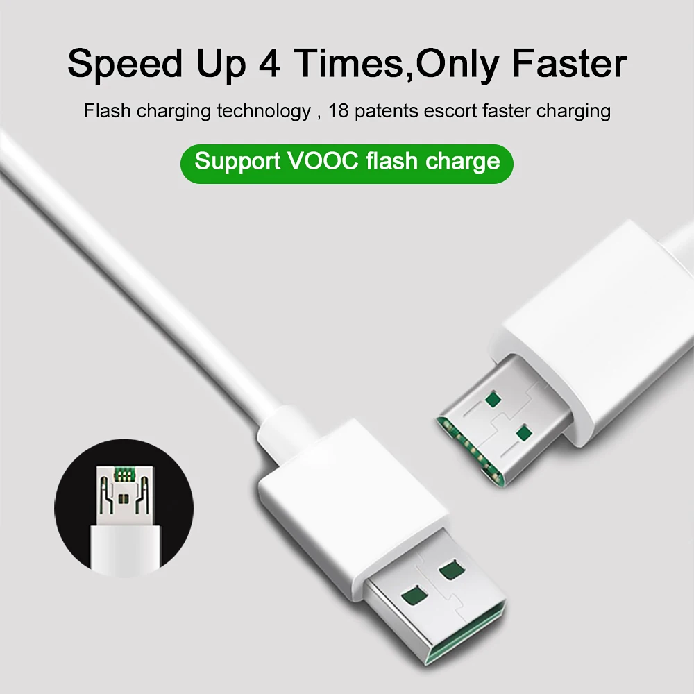 Оригинальный кабель Micro USB для OPPO VOOC 5 В 4 а 7-контактный зарядный шнур провод