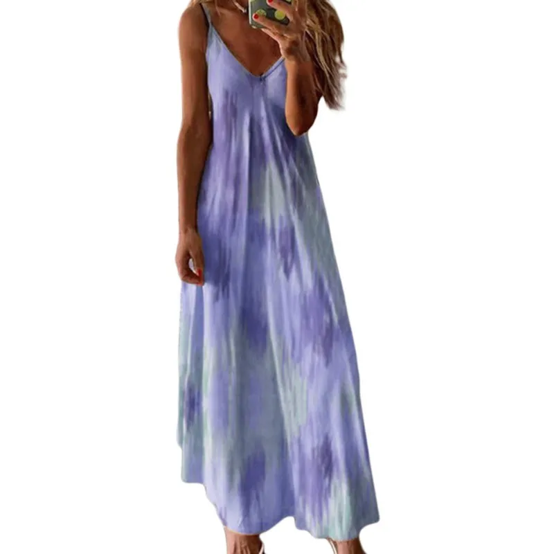 Summer New Style Female European And American Tie-dye Suspender Dress Large Skirt Long Skirt Floral Waist Design Slim Skirt 
Summer New Style Female European And American Tie-dye Suspender Dress Large Skirt Long Skirt Floral Waist Design Slim Skirt