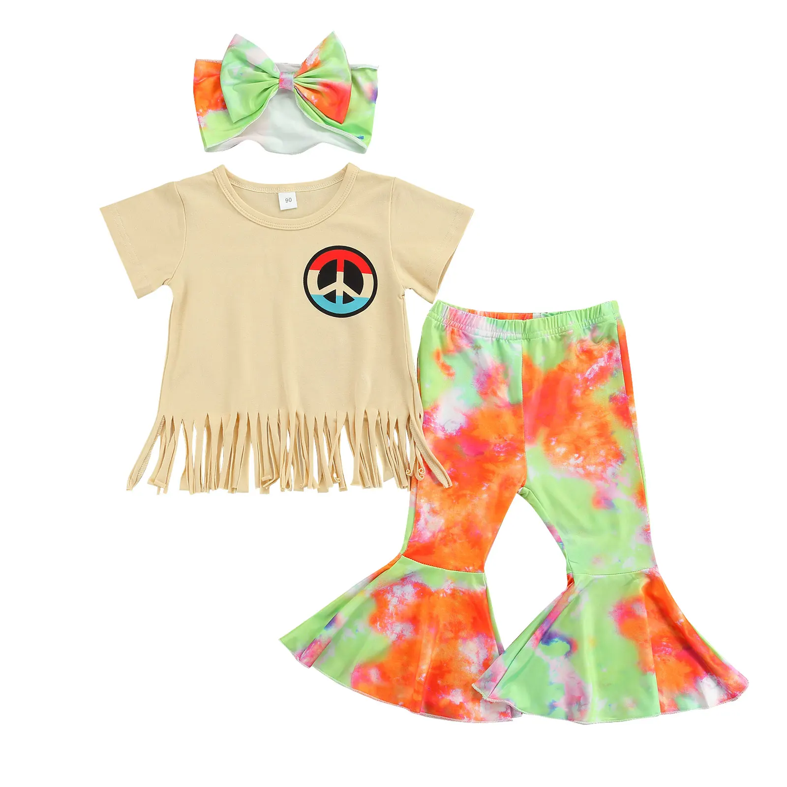 3 Pieces Kids Suit Set, Geometric Pattern O-Neck Short Sleeve Tops+ Tie-Dyed Trousers+ Hairband for Girls, 1-6 Years
3 Pieces Kids Suit Set, Geometric Pattern O-Neck Short Sleeve Tops+ Tie-Dyed Trousers+ Hairband for Girls, 1-6 Years