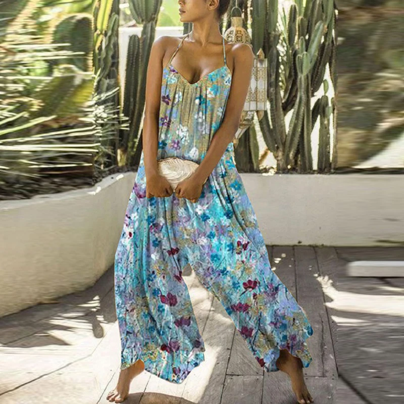 2021 Women Spring Floral Print Loose Jumpsuit Sexy V-neck Sleeveless Beach Romper Summer Off Shoulder Wide Leg Playsuit Bodysuit
2021 Women Spring Floral Print Loose Jumpsuit Sexy V-neck Sleeveless Beach Romper Summer Off Shoulder Wide Leg Playsuit Bodysuit