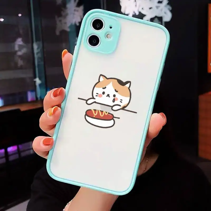 Cartoon cute cat food glutton Phone Case For iPhone 12 11 Mini Pro XR XS Max 7 8 Plus X Matte transparent blue Back Cover
Cartoon cute cat food glutton Phone Case For iPhone 12 11 Mini Pro XR XS Max 7 8 Plus X Matte transparent blue Back Cover
