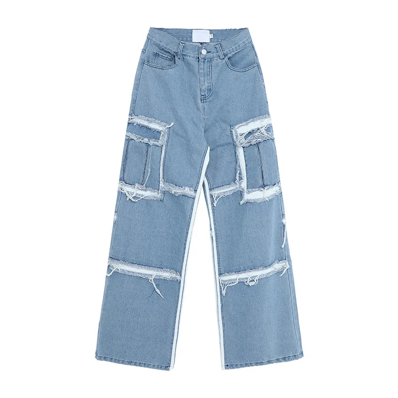 Summer Women's Straight Jeans Fashion Korean Retro Stitching Jeans High Waist Loose Wide Leg Pants 2021 New Streetwear
Summer Women's Straight Jeans Fashion Korean Retro Stitching Jeans High Waist Loose Wide Leg Pants 2021 New Streetwear