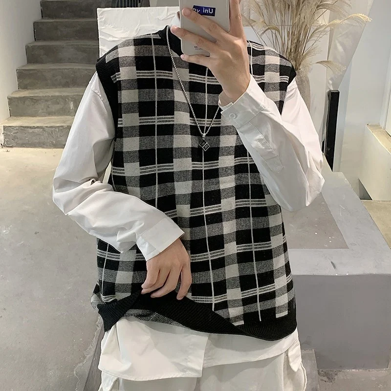 Autumn Winter Plaid Sweater Vest Men Slim Warm Fashion Knitted Pullover Men Korean Casual Sleeveless Sweater Mens Jumper Clothes
Autumn Winter Plaid Sweater Vest Men Slim Warm Fashion Knitted Pullover Men Korean Casual Sleeveless Sweater Mens Jumper Clothes