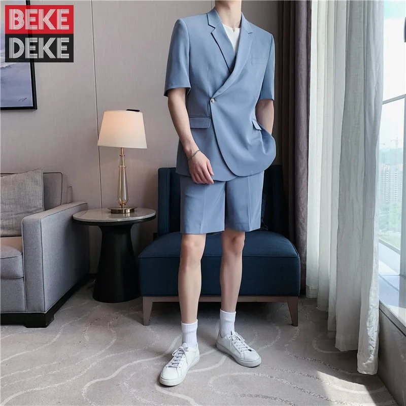 Summer Office Men Casual Two Piece Set Loose Fit Blazer Tops Knee Length Shorts Suit Matching Sets Business Work Fashion Suits
Summer Office Men Casual Two Piece Set Loose Fit Blazer Tops Knee Length Shorts Suit Matching Sets Business Work Fashion Suits