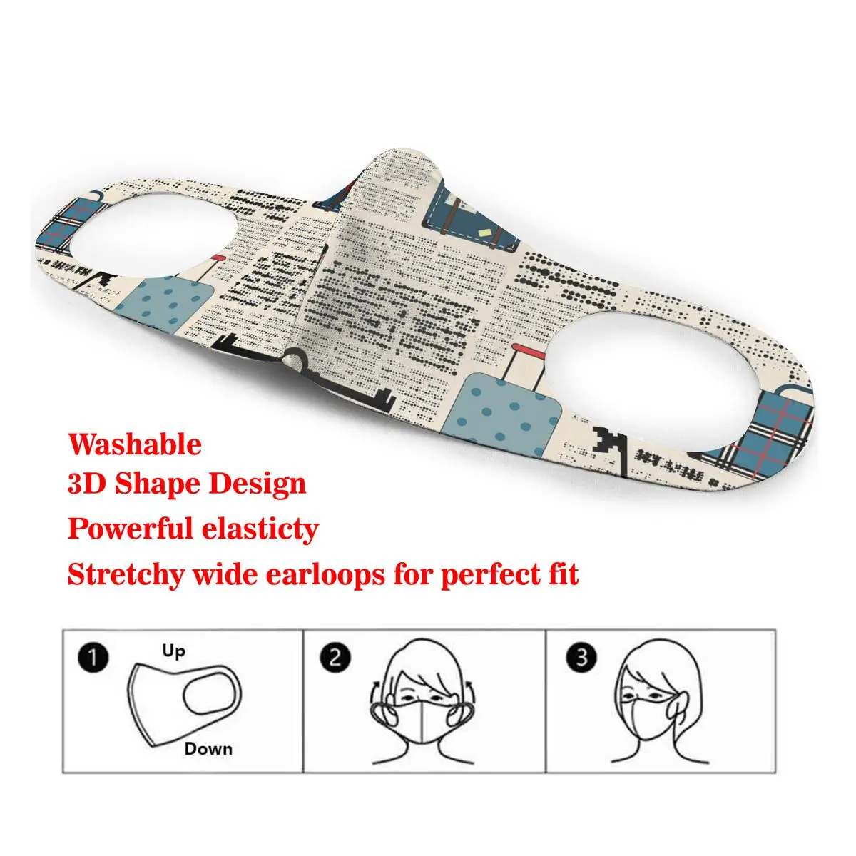 Old Newspaper Vintage Suitcases Keys Washable elastic Earloop Face Breathing Mask Reusable Anti Dust Cotton Mouth For Adults
Old Newspaper Vintage Suitcases Keys Washable elastic Earloop Face Breathing Mask Reusable Anti Dust Cotton Mouth For Adults