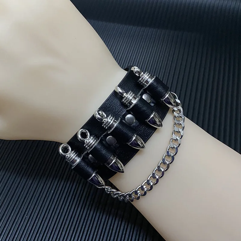 Cross-Border Fashion Men's Bracelet Hip-hop Fashion Bullet Ornamental Bracelet Leather Jewelry Factory Outlet
Cross-Border Fashion Men's Bracelet Hip-hop Fashion Bullet Ornamental Bracelet Leather Jewelry Factory Outlet