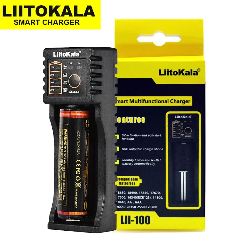 

Liitokala Lii- 100 500 LCD 3.7V 18650 18350 18500 16340 17500 25500 10440 14500 26650 1.2V AA AAA NiMH lithium battery Charger