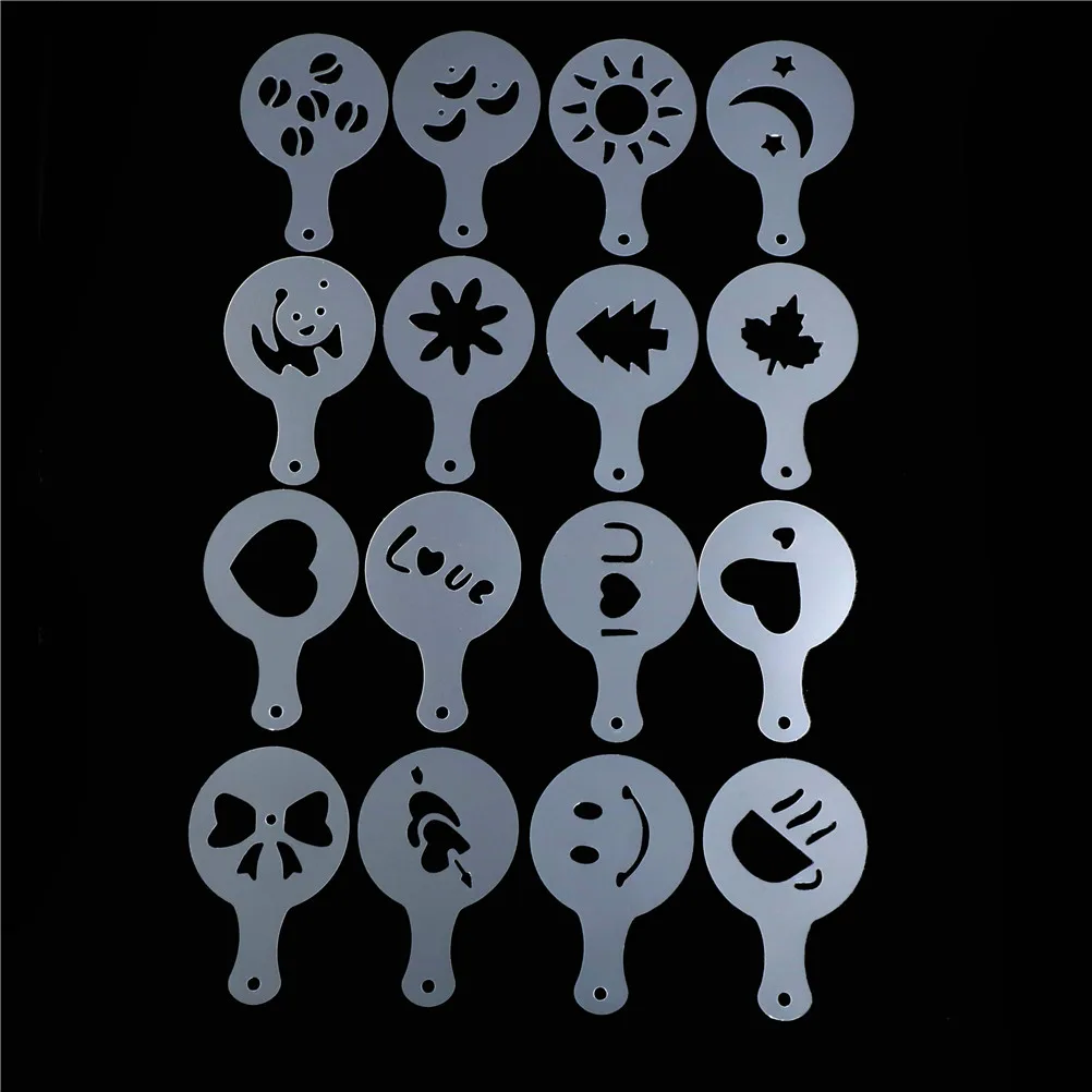 16 шт./лот Кофе форма для латте фантазии капучино торт трафарет для выпечки шаблон Декор 
16 шт./лот Кофе форма для латте фантазии капучино торт трафарет для выпечки шаблон Декор