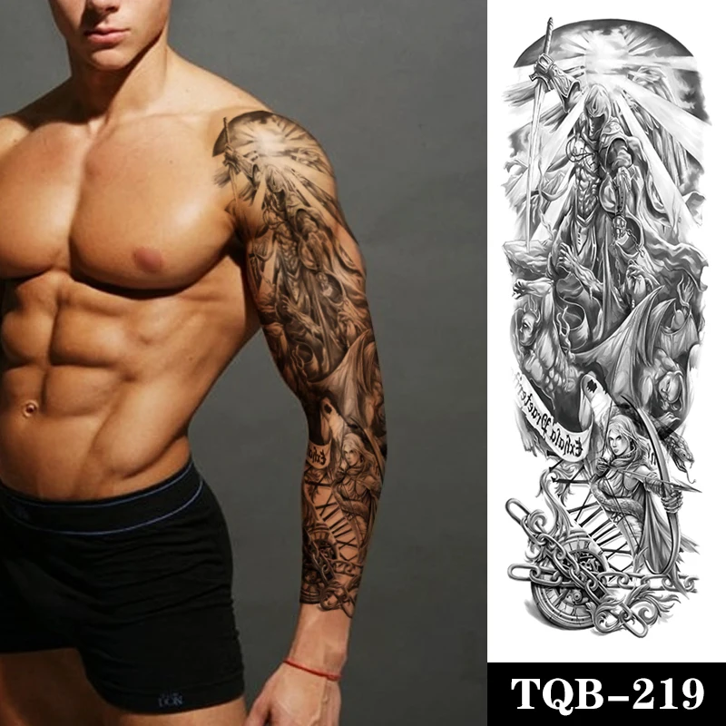Waterproof Temporary Tattoo Sticker Spartan Lion Warrior Clock Rose Cross Mask Skull Full Arm Tatoo Fake Tatto Flash Tattoos Men
Waterproof Temporary Tattoo Sticker Spartan Lion Warrior Clock Rose Cross Mask Skull Full Arm Tatoo Fake Tatto Flash Tattoos Men