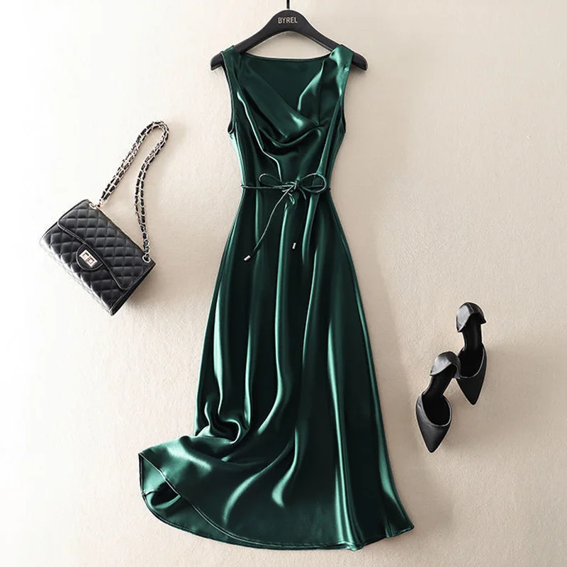 Sleeveless Dress Slim Slimming Popular Women'S New Long Satin Suspender Skirt Summer
Sleeveless Dress Slim Slimming Popular Women'S New Long Satin Suspender Skirt Summer