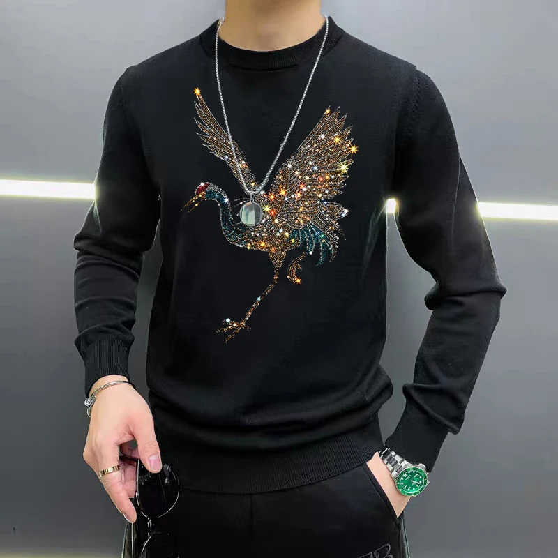 Hot Rhinestone Long Sleeve T-shirt Men's Autumn and Winter Slim Tide Brand Fashion All-match Base Shirt
Hot Rhinestone Long Sleeve T-shirt Men's Autumn and Winter Slim Tide Brand Fashion All-match Base Shirt