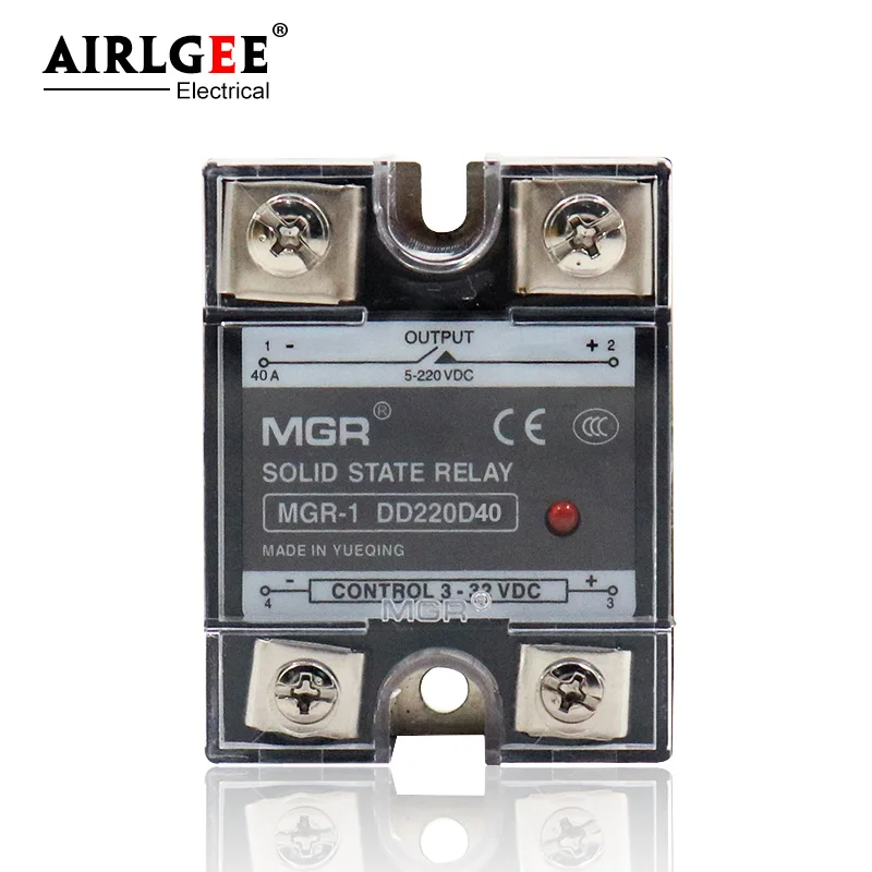 

MGR-1 DD220D40/SSR-40DD 40A Solid State Relays 40A 3-32V DC to 5-220V DC Relay Module for PID Temperature Controller
