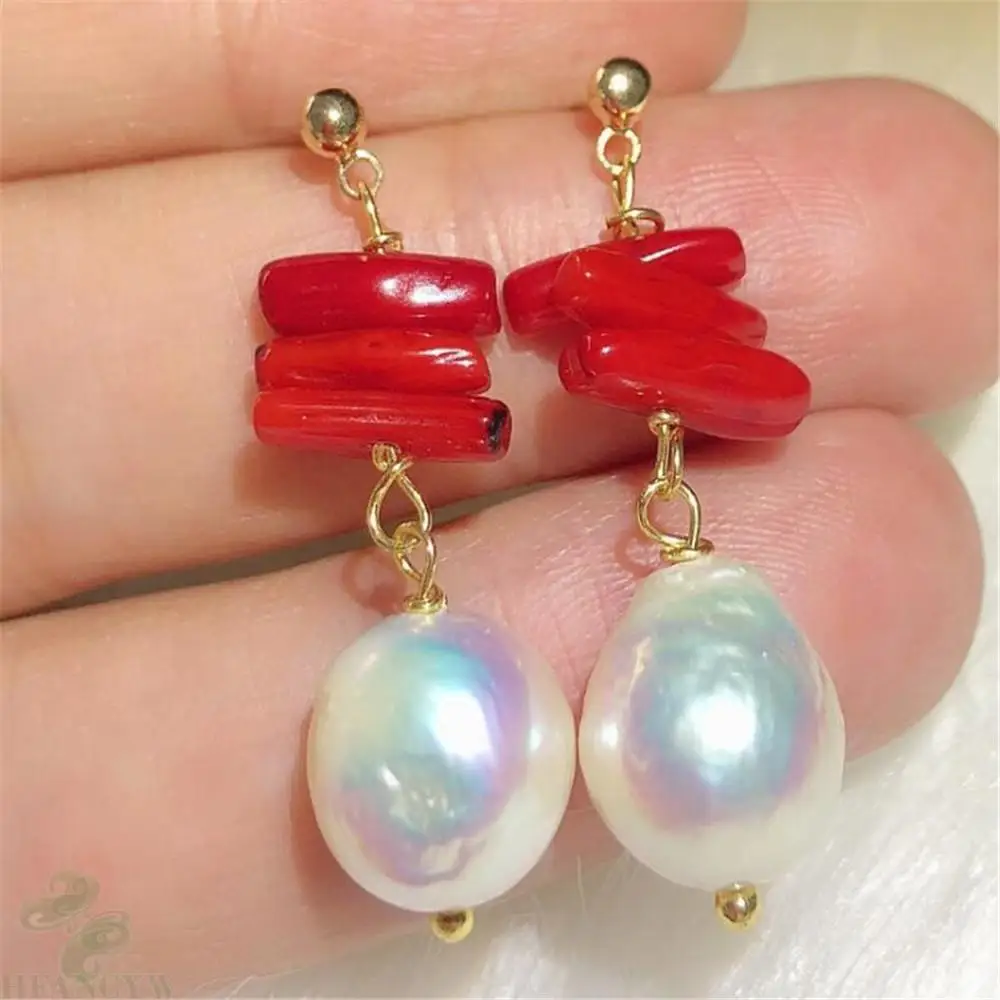 White Baroque Pearl Earring Gold Ear Drop Hook Hoop Flawless Women Cultured Jewelry Gift
White Baroque Pearl Earring Gold Ear Drop Hook Hoop Flawless Women Cultured Jewelry Gift