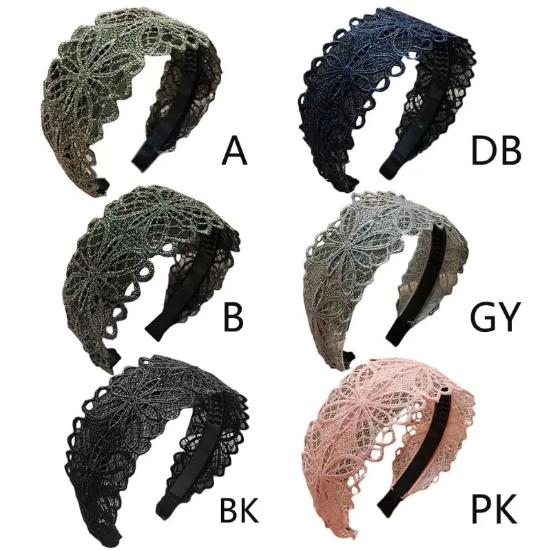 Women Hollow Out Floral Lace Anti-Skid Headband Shimmer Metallic Wide Hair Hoop New Hot
Women Hollow Out Floral Lace Anti-Skid Headband Shimmer Metallic Wide Hair Hoop New Hot