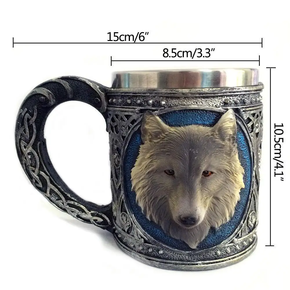 3D Wolf Head Mug Retro Wolf King Stainless Steel Drinking Cup Creative Resin Lining Tea Beer Coffee Mug Gift
3D Wolf Head Mug Retro Wolf King Stainless Steel Drinking Cup Creative Resin Lining Tea Beer Coffee Mug Gift