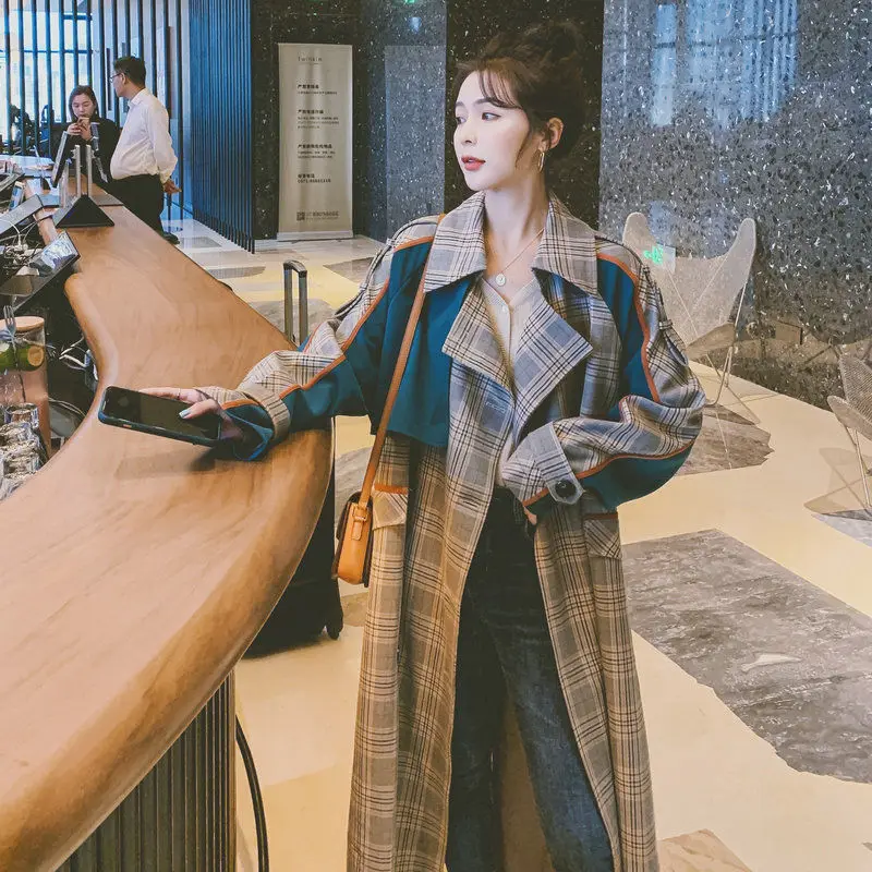 Patchwork Plaid Windbreaker Women's Medium Length Temperament British Style Fad New Autumn Coat Trench Coat For Women Clothes
Patchwork Plaid Windbreaker Women's Medium Length Temperament British Style Fad New Autumn Coat Trench Coat For Women Clothes