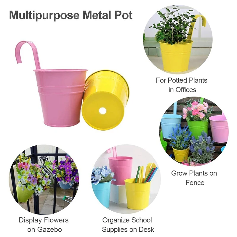 8 Pieces of Colorful Metal Hanging Flowerpot Bucket with Drain Hole 10X10X8cm Color Random Delivery
8 Pieces of Colorful Metal Hanging Flowerpot Bucket with Drain Hole 10X10X8cm Color Random Delivery