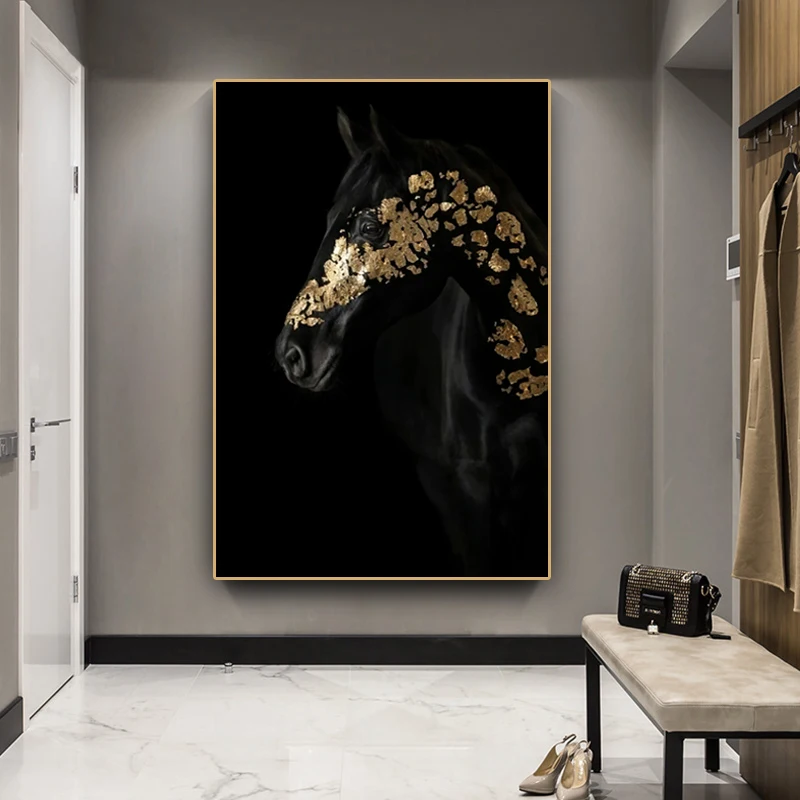 Abstract Wall Art Black Horse with Gold Pieces Paintings Nordic Canvas Posters Prints Living Room Bedroom Corridor Decoration
Abstract Wall Art Black Horse with Gold Pieces Paintings Nordic Canvas Posters Prints Living Room Bedroom Corridor Decoration
