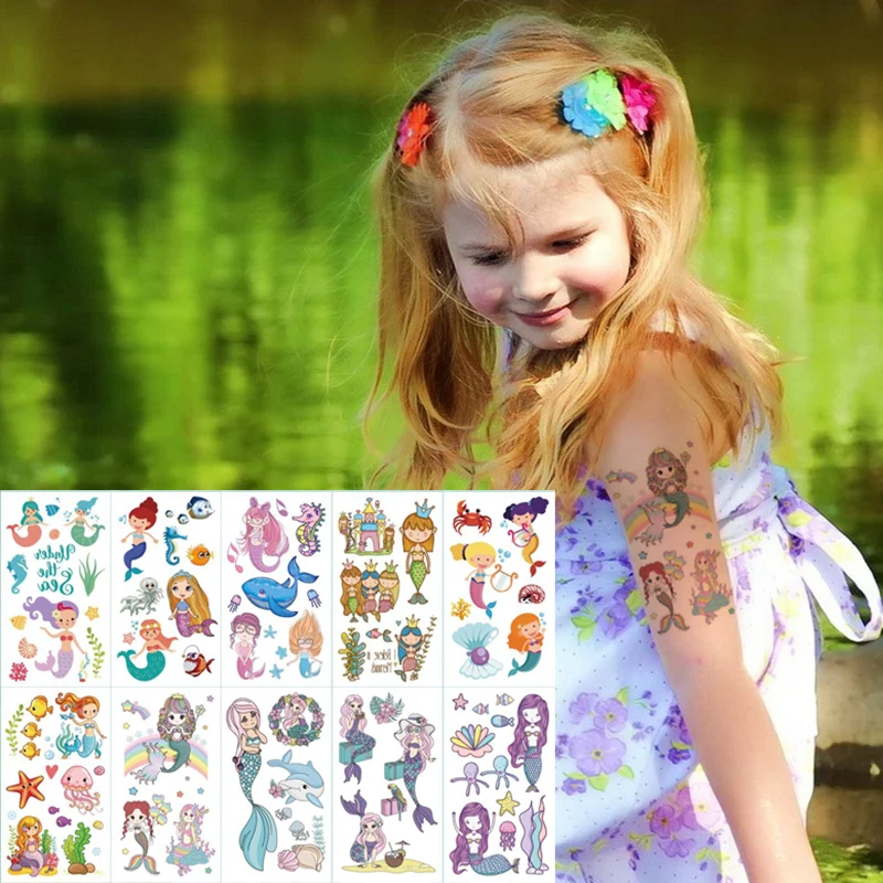 Временные татуировки для детей наклейка на единорог Мультяшные животные тату
