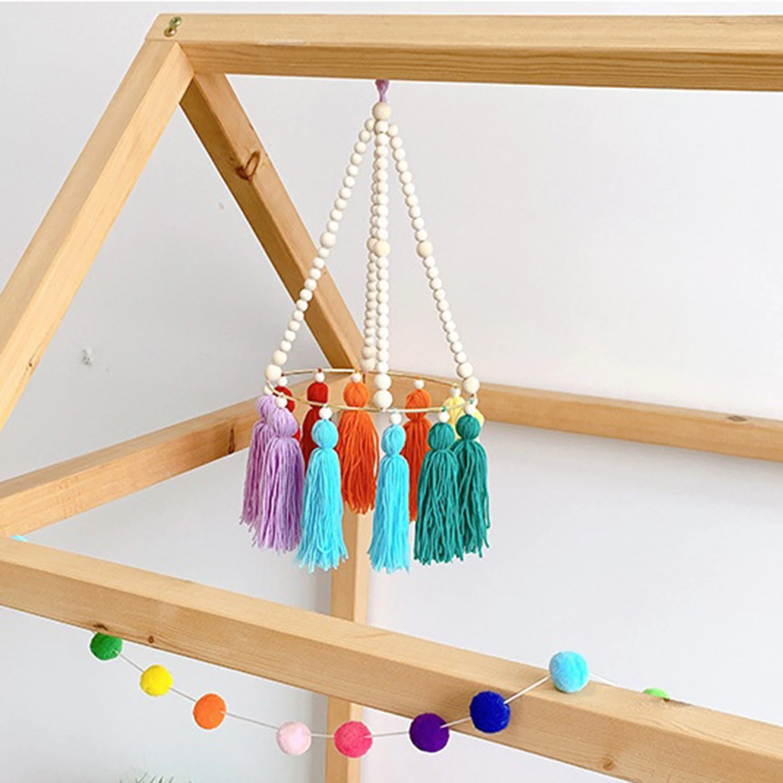 Woolen Tassel Ornament with Log Beads String Hanging Decoration for Home Kids Room Decor Supplies
Woolen Tassel Ornament with Log Beads String Hanging Decoration for Home Kids Room Decor Supplies