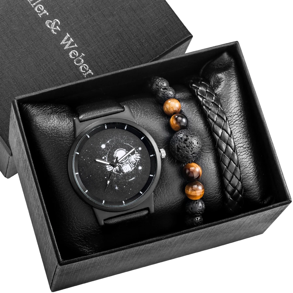 Christmas Gifts for Men Quartz Black Watch Braceket Gift Set in a Box Male Chic Bracelets Leather Watch Present for Father
Christmas Gifts for Men Quartz Black Watch Braceket Gift Set in a Box Male Chic Bracelets Leather Watch Present for Father