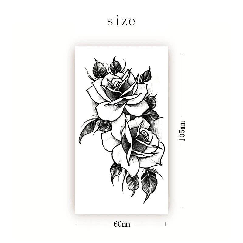 Waterproof Temporary Tattoo Sticker Black Sketch Rose Flowers Design Fake Tattoos Flash Tatoos Chest Neck Body Art for Women Men
Waterproof Temporary Tattoo Sticker Black Sketch Rose Flowers Design Fake Tattoos Flash Tatoos Chest Neck Body Art for Women Men