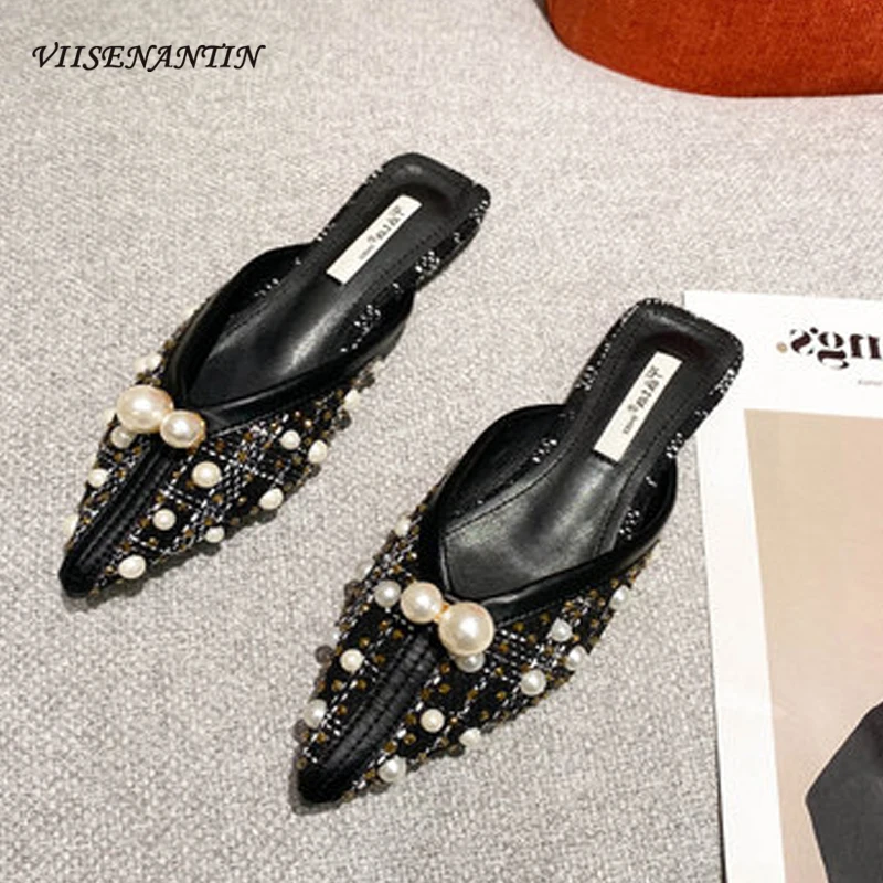 Fashion Pointed Toe Flat Half Slippers Female Summer 2021 New Soft Bottom Pearl Temperament Ladies Lazy Muller Shoes
Fashion Pointed Toe Flat Half Slippers Female Summer 2021 New Soft Bottom Pearl Temperament Ladies Lazy Muller Shoes