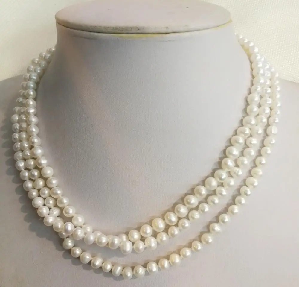3 rows 5x6mm white pearl necklace real Natural freshwater pearl Women Jewelry 14'' 17'' 35cm 43cm
3 rows 5x6mm white pearl necklace real Natural freshwater pearl Women Jewelry 14'' 17'' 35cm 43cm