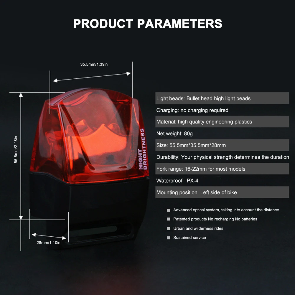 Bicycle Tail Lights High Brightness Self-Powered IPX4 Waterproof Rear Bike Lights Cycling Tail Light
Bicycle Tail Lights High Brightness Self-Powered IPX4 Waterproof Rear Bike Lights Cycling Tail Light