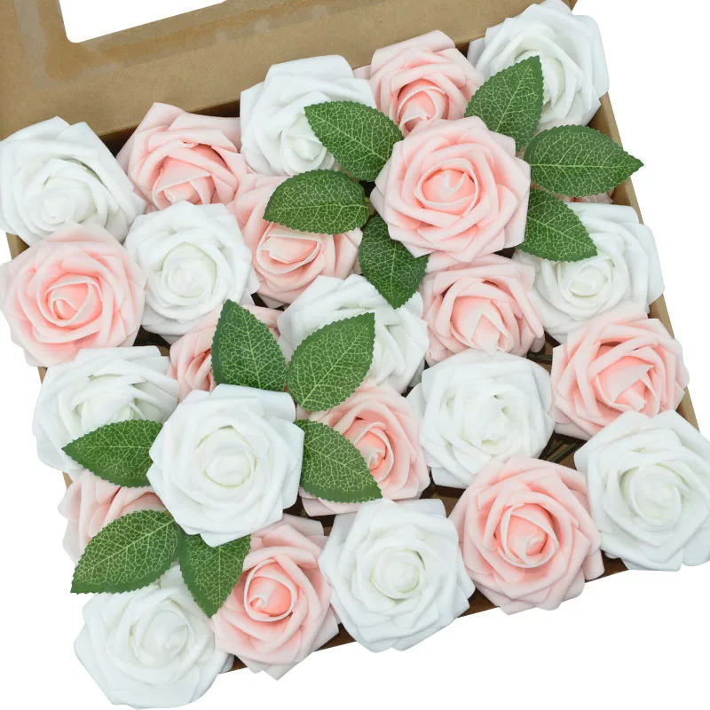 

25pcs/Box 8cm Artificial Flower PE Foam Rose Bouquet Wedding Decoration Party Home DIY Fake Flower Valentine's Day Gift