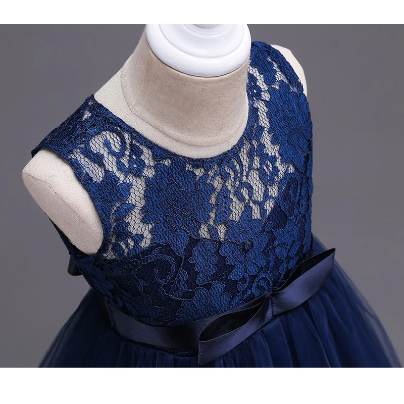 Skyyue Flower Girl Dress Elegant O-neck Lace Bow Kid Party Gowns Wedding Gray White Purple Champagne Long Dresses for Girls 9999 | Свадьбы и