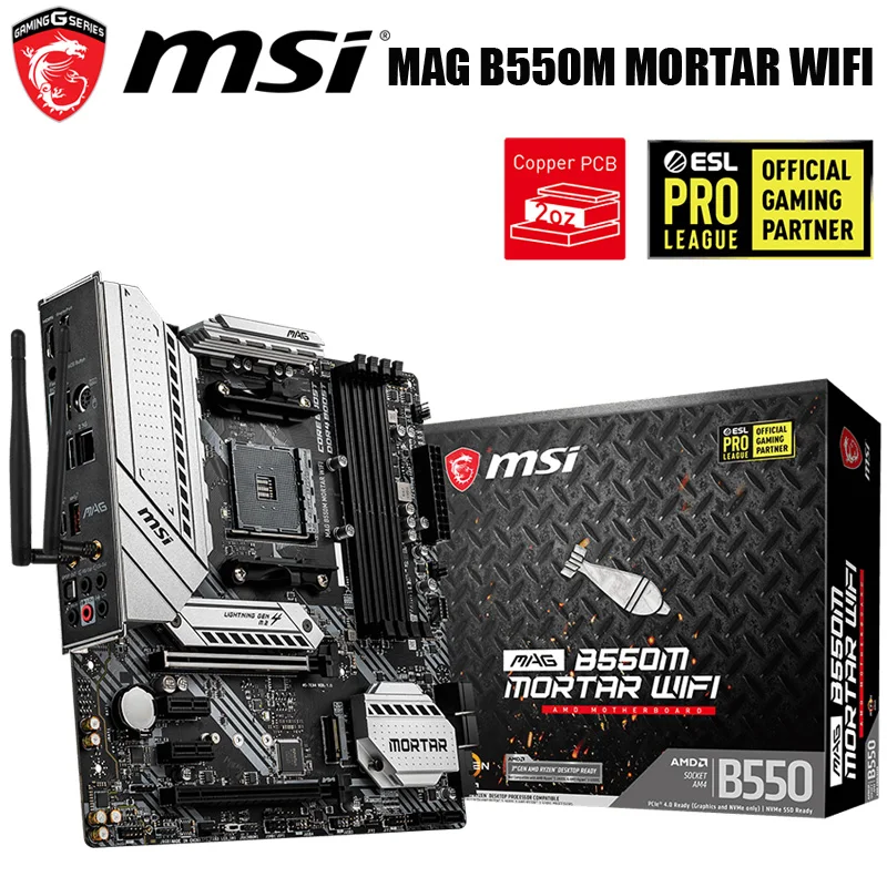 MSI MAG B550M MORTAR WIFI Micro-ATX AMD B550 B550M DDR4 4400(OC) MHz M.2 SATA3 USB3.2 128G best support R9 CPU Socket AM4 Ryzen
MSI MAG B550M MORTAR WIFI Micro-ATX AMD B550 B550M DDR4 4400(OC) MHz M.2 SATA3 USB3.2 128G best support R9 CPU Socket AM4 Ryzen